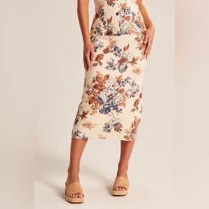 Abercrombie and Fitch Linen Floral Midi Skirt NWOT Small